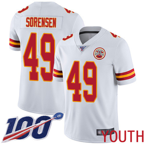 Youth Kansas City Chiefs 49 Sorensen Daniel White Vapor Untouchable Limited Player 100th Season Nike NFL Jersey